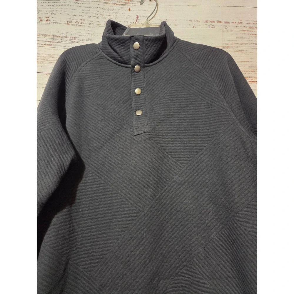 Goodfellow & Co Mens Dark Gray Quilted Snap Mock Neck Sweatshirt Small Winter